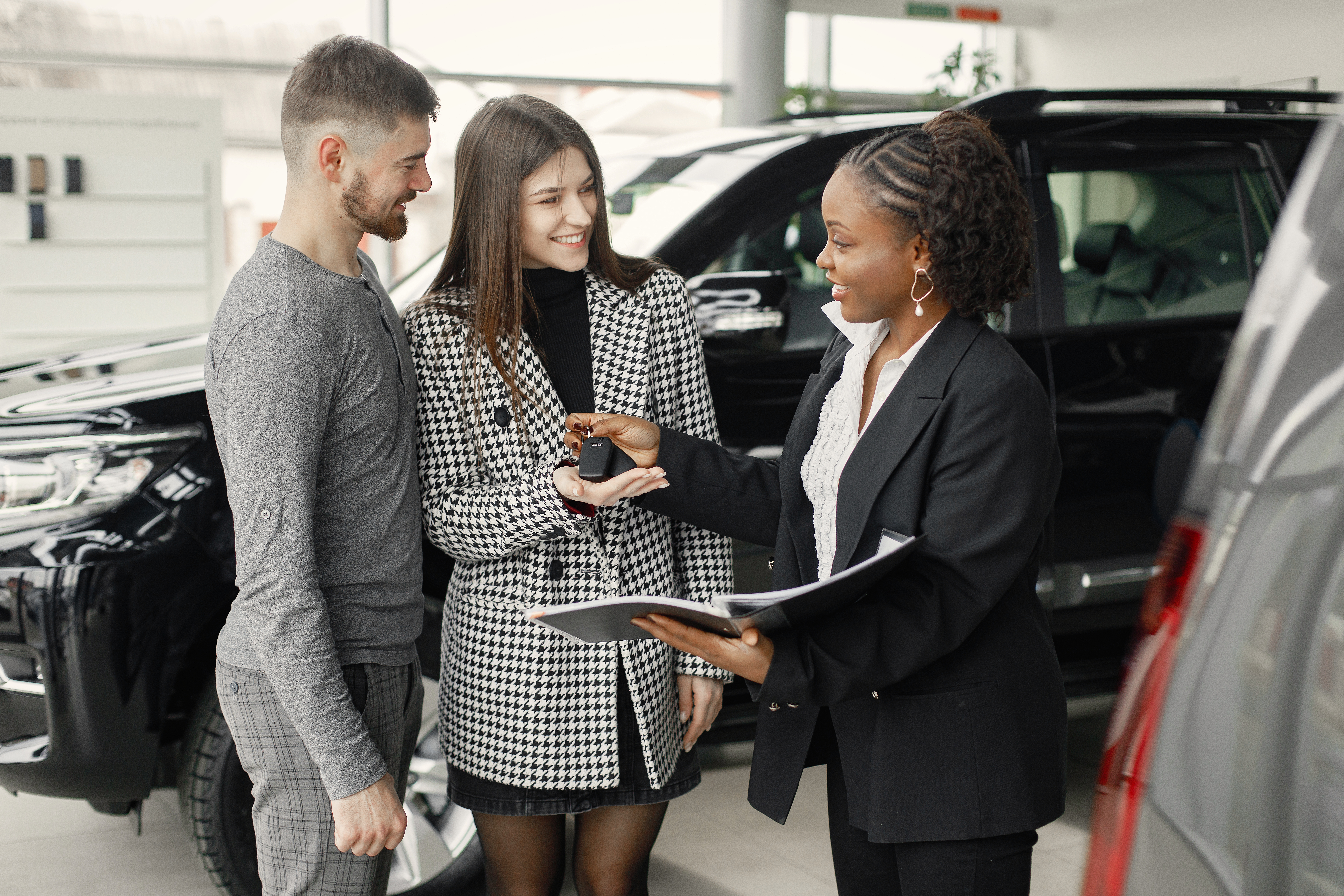 Sales team assisting customers